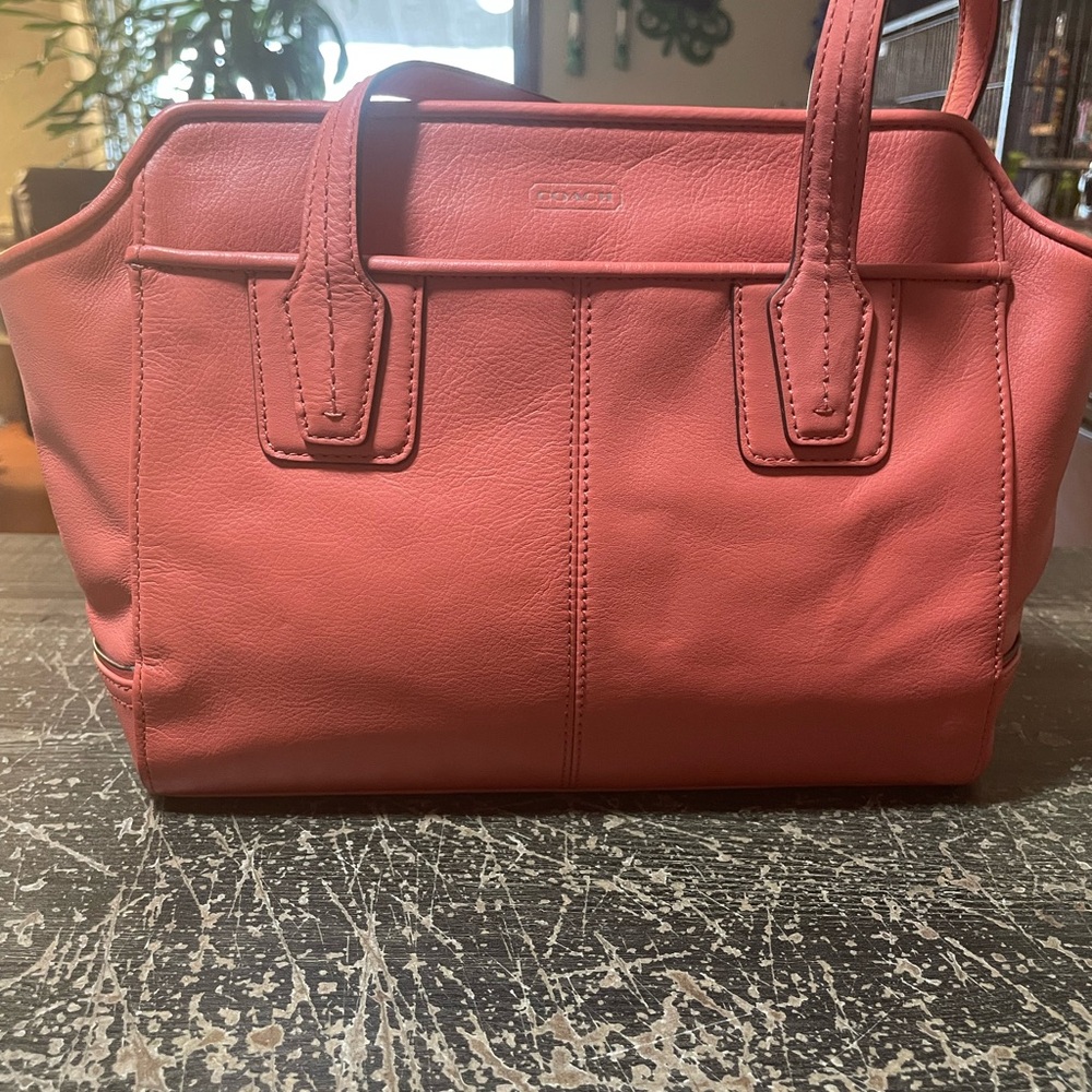 Coach Pink Leather Satchel with Structured Design